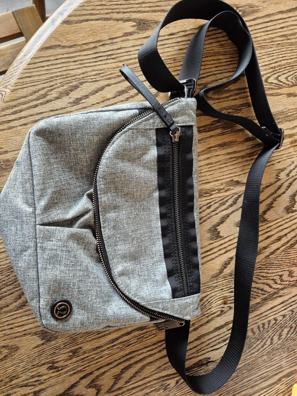 lululemon athletica Gray Crossbody Sling Bag with Black Strap